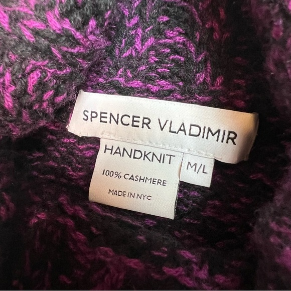 RARE 100% Cashmere Spencer Vladimir Multi-Color Hand-knit Turtleneck Sweater M/L - Picture 12 of 16